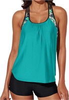 ALEUMDR WOMENS MEDIUM T-BACK PUSH UP TANKINI TOP