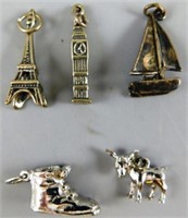 347/136 Lot of 5 Charms - Eiffel Tower - Big Ben C