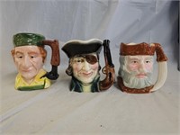 3 Vintage Character Toby Mugs