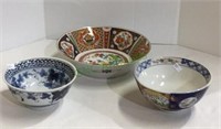 Lot of three oriental themed decorative bowls -