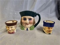 3 Vintage Character Toby Mugs