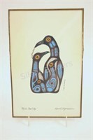 Bird family by Norval Morrisseau Framed Print