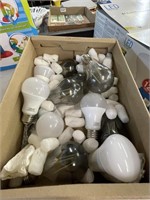Box of different light bulbs