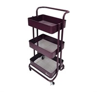 Hoppel 3-Tier Rolling Cart with Handle, Eggplant