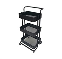 Hoppel 3-Tier Rolling Cart with Handle, Black