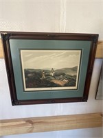 Grouse hunting scene framed artwork