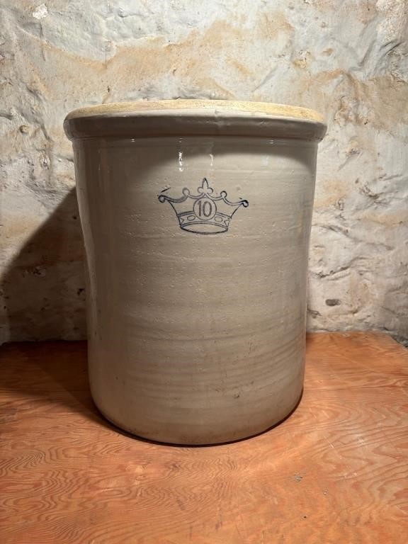 10 Gallon Crown Stoneware Crock
