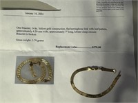 14K GOLD BRACELET  - BROKEN