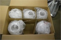 Box 5 white glass globes - 8" with 4" fitting