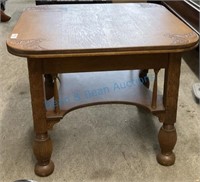 carved oak game table