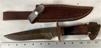Custom Damascus fixed blade, hunting knife