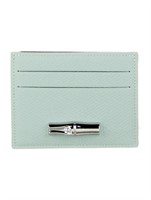 Longchamp Blue Leather Silver-tone Card Holder
