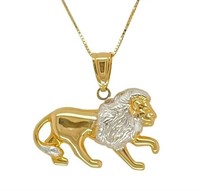 14 Kt Lion Design Two Tone Necklace