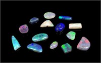 Fourteen loose mixed opals