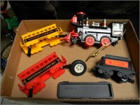 TOY TRAIN ENGINE AND CARS