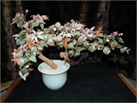 LARGE JADE? BONSAI TREE WITH PINK AND RED FLOWERS