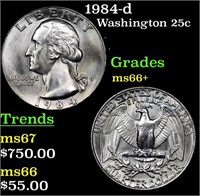 1984-d Washington Quarter 25c Grades GEM++ Unc