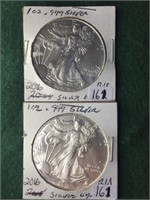 2- 2016 Silver American Eagle Dollars