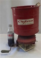 Vintage metal, wood handle Cyclone seed spreader