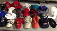 21 assorted hats, vacation hats,