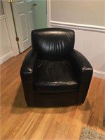 Black swivel Leather chair Mitchel Gold