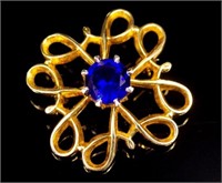 Mid century Australian gold blue stone brooch
