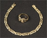 14kt Yellow Greek Key Bracelet and Matching Ring