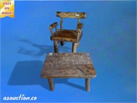 hand carved wooden chair rustic and and coffee tae