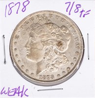 Coin 1878 7 over 8TF  Morgan Silver Dollar XF
