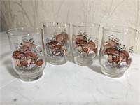 Lot of 4 Vintage Mushroom Juice Glasses