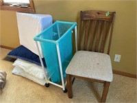 Oak Chair; Laundry Hamper; Pillows