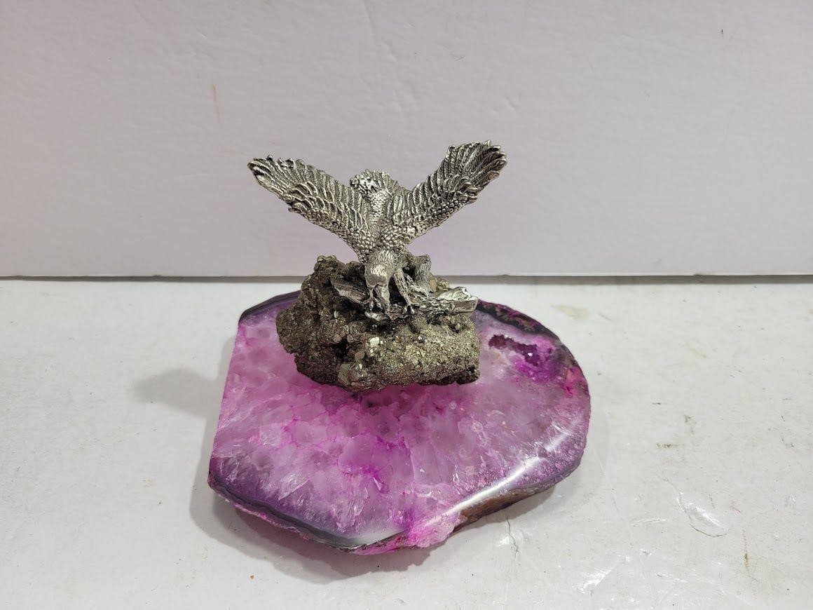 Pewter Eagle on Purple Stone