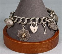 Early 20th C. Sterling Silver Charm Bracelet