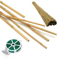 50 Pack 8ft Bamboo Plant Stakes for Wood Garden