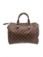 Louis Vuitton Brn Canvas Zip Close Top Handle Bag
