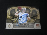 Drew Brees signed football card COA