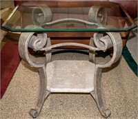 Furniture Contemporary Metal & Glass End Table