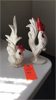 2 ceramic roosters