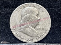 1951 Franklin half dollar (90% silver)