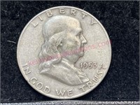 1953 D Franklin half dollar (90% silver)