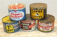 VINTAGE COFFEE TINS - 1# WITH LIDS