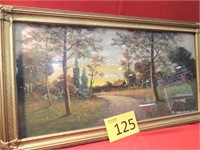 Vintage Landscape Painting Framed by Murray