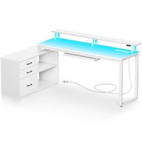 Rolanstar Computer Desk with Drawers and Power