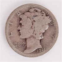 Coin 1921-P Mercury Dime In Good - Rare Date!