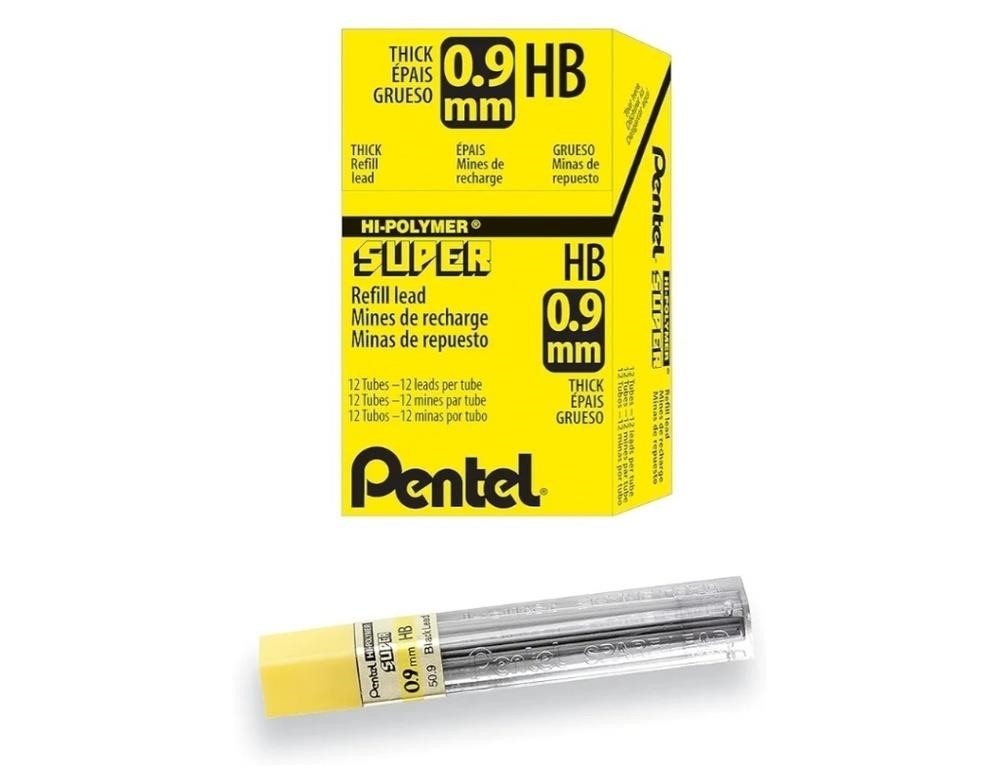 Pentel Super Hi-Polymer Lead Refill, 0.9mm Thick,