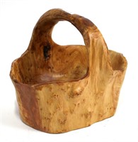 CARVED WOODEN BASKET