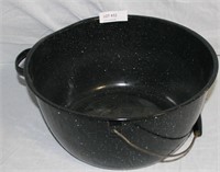 LARGE SPECKLED ENAMEL STOCK POT W/WIRE HANDLE