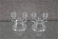 2 Imperial Glass Crocheted Crystal Candle Holders