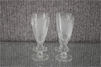 4 McBride Cameo Frosted Leaves Wine Glasses
