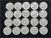 Roosevelt Silver Dimes - var. dates (20)